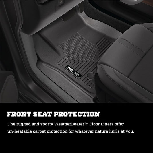 Husky Liners Weatherbeater Floor Mats |98241| - Fits 2014-2019 Chevrolet Silverado & GMC Sierra 1500 (19 LD Only); 2015-2019 Silverado/Sierra 2500HD/3500HD Dbl Cab (Footwell Cvg) | Front & 2nd Row, 3-pc Black