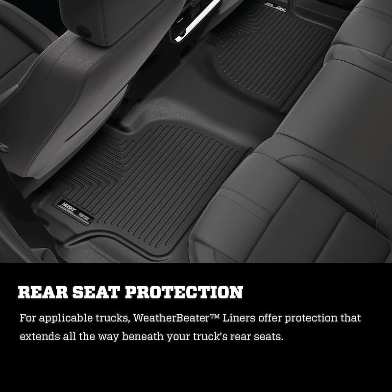 Husky Liners Weatherbeater Floor Mats |98241| - Fits 2014-2019 Chevrolet Silverado & GMC Sierra 1500 (19 LD Only); 2015-2019 Silverado/Sierra 2500HD/3500HD Dbl Cab (Footwell Cvg) | Front & 2nd Row, 3-pc Black