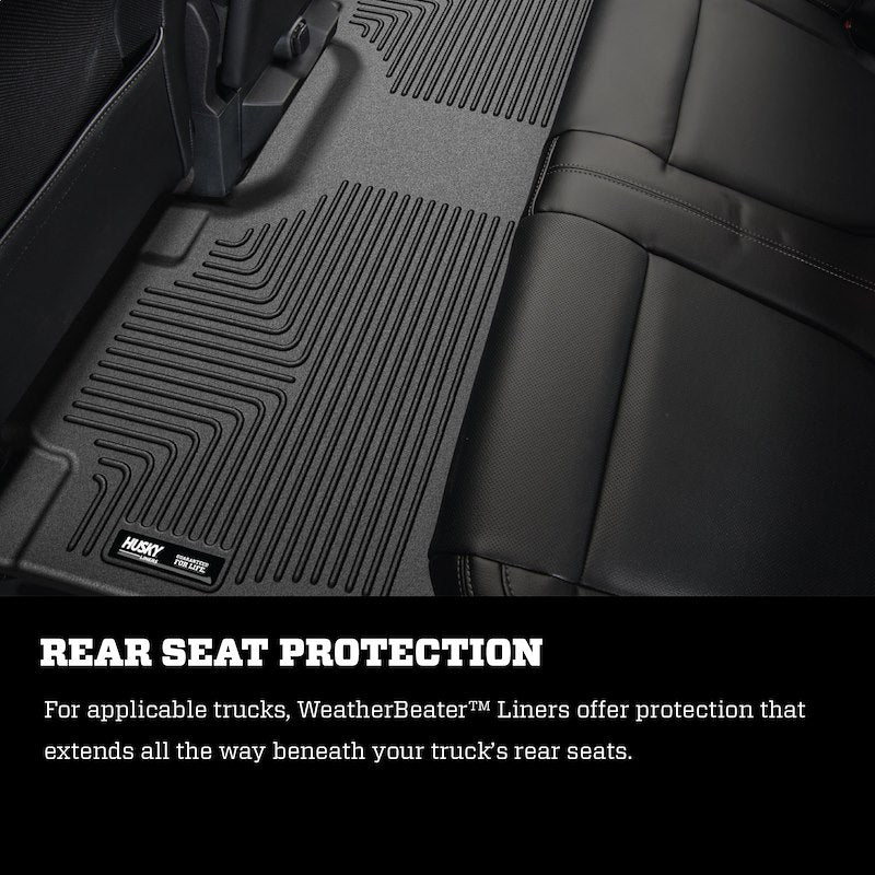 Husky Liners Weatherbeater Floor Mats |98331| - Fits 2009-2014 Ford F-150 SuperCrew Cab w/out Manual Shifter (Footwell Coverage) | Front & 2nd Row, 3-pc Black
