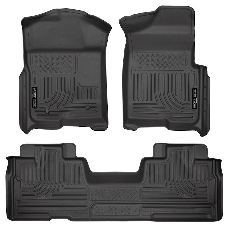 Husky Liners Weatherbeater Floor Mats |98341| - Fits 2009-2014 Ford F-150 SUPERCAB ONLY w/Out Manual Shifter (Footwell Coverage) | Front & 2nd Row, 3-pc Black
