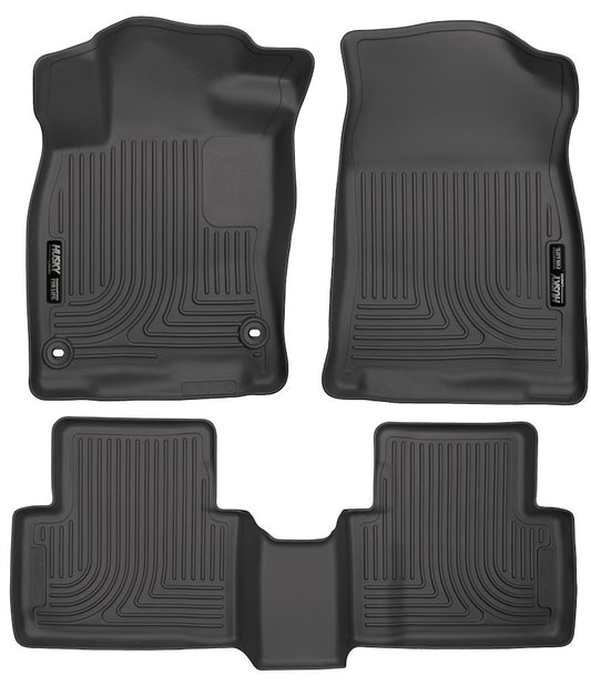 Husky Liners Weatherbeater Floor Mats |98461| - Fits 2010 - 2015 Honda Crosstour/Accord Crosstour; 2019 - 2022 Honda Insight | Front & 2nd Row, 3-pc Black