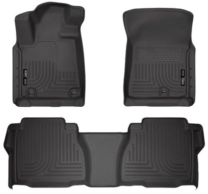 Husky Weatherbeater Floor Liners |98581| - Fits 2007-2011  Toyota Tundra Crewmax/double Cab, Front & 2nd Seat Floor Liners, 3-pc Black