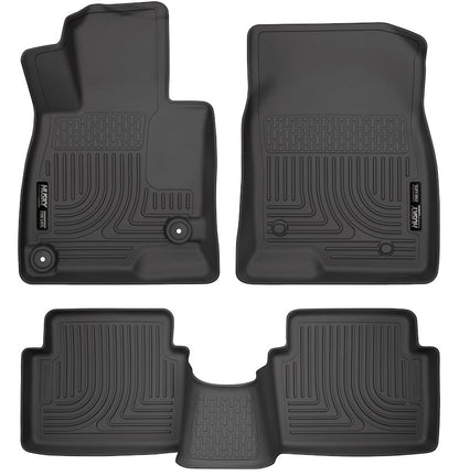 Husky Liners Weatherbeater Floor Mats |98651| - Fits 2014-2018 Mazda 3 Hatchback/Sedan | Front & 2nd Row, 3-pc Black