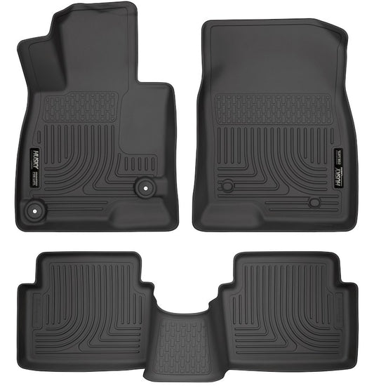Husky Liners Weatherbeater Floor Mats |98651| - Fits 2014-2018 Mazda 3 Hatchback/Sedan | Front & 2nd Row, 3-pc Black