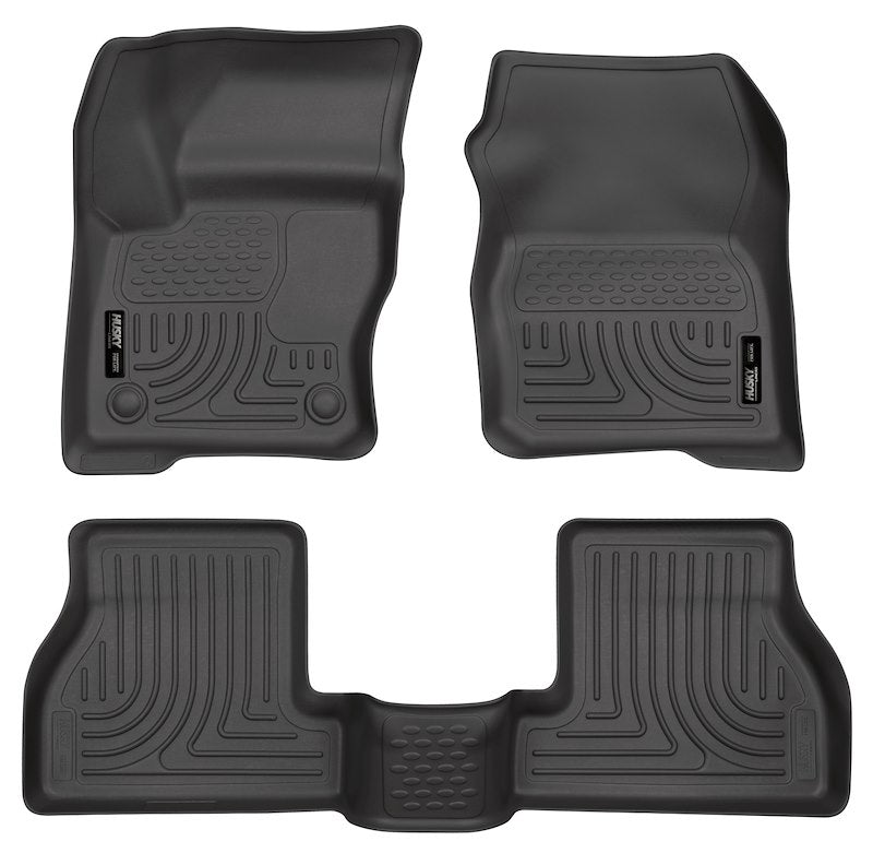 Husky Liners Weatherbeater Floor Mats |98771| - Fits 2012-2015 Ford Focus | Front & 2nd Row, 3-pc Black
