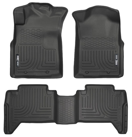Husky Liners Weatherbeater Floor Mats |98951| - Fits 2005-2015 Toyota Tacoma Double Cab (Footwell Coverage) | Front & 2nd Row, 3-pc Black