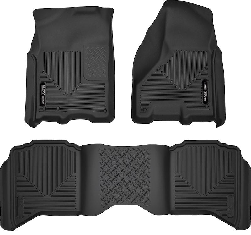 Husky Liners Weatherbeater Floor Mats |99001| - Fits 2009-2024 Dodge Ram / Ram 1500 (19-24 CLASSIC BODY ONLY) CREW CAB; 2010-2018 Dodge Ram / Ram 2500/3500 w/Auto Trans. | Front & 2nd Row, 3-pc Black