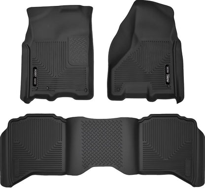Husky Liners Weatherbeater Floor Mats |99001| - Fits 2009-2024 Dodge Ram / Ram 1500 (19-24 CLASSIC BODY ONLY) CREW CAB; 2010-2018 Dodge Ram / Ram 2500/3500 w/Auto Trans. | Front & 2nd Row, 3-pc Black