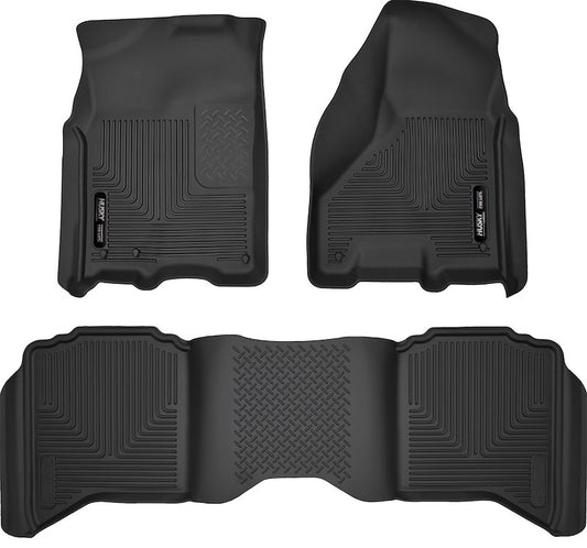 Husky Liners Weatherbeater Floor Mats |99001| - Fits 2009-2024 Dodge Ram / Ram 1500 (19-24 CLASSIC BODY ONLY) CREW CAB; 2010-2018 Dodge Ram / Ram 2500/3500 w/Auto Trans. | Front & 2nd Row, 3-pc Black