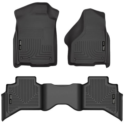 Husky Liners Weatherbeater Series | 99011 | - Fits 2009-2018 Dodge Ram 1500 Quad Cab, 2019-2024 Ram 1500 Classic Quad Cab, Front & 2nd Seat Floor Liners 3-Pcs, Black