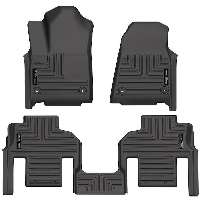 Husky Liners Weatherbeater Floor Mats |99061| - Fits 2022-2025 Jeep Wagoneer w/2nd Row Bucket Seats | Front & 2nd Row, 3-pc Black