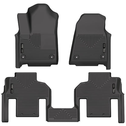 Husky Liners Weatherbeater Floor Mats |99061| - Fits 2022-2025 Jeep Wagoneer w/2nd Row Bucket Seats | Front & 2nd Row, 3-pc Black