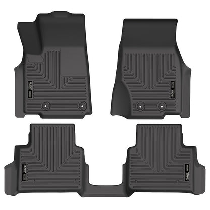 Husky Liners Weatherbeater Floor Mats |99181| - Fits 2021-2025 Jeep Grand Cherokee L/2024-2025 Jeep Grand Wagoneer L; w/2nd Row Bucket Seats & Mounted Cup Holder on Center Hump | Front & 2nd Row, 3-pc Black