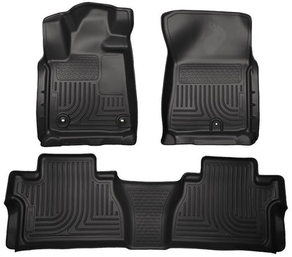 Husky Liners Weatherbeater Floor Mats |99581| - Fits 2014-2021 Toyota Tundra, CREWMAX CAB ONLY, Footwell Coverage (Will NOT Fit Double Cab) | Front & 2nd Row, 3-pc Black