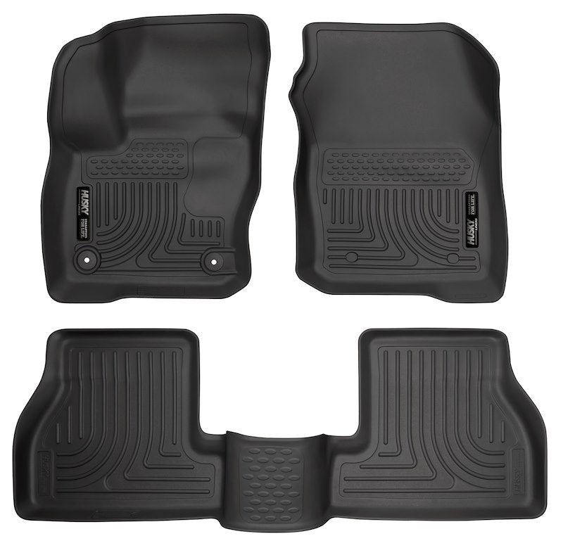 Husky Liners Weatherbeater Floor Mats |99771| - Fits 2016-2018 Ford Focus | Front & 2nd Row, 3-pc Black