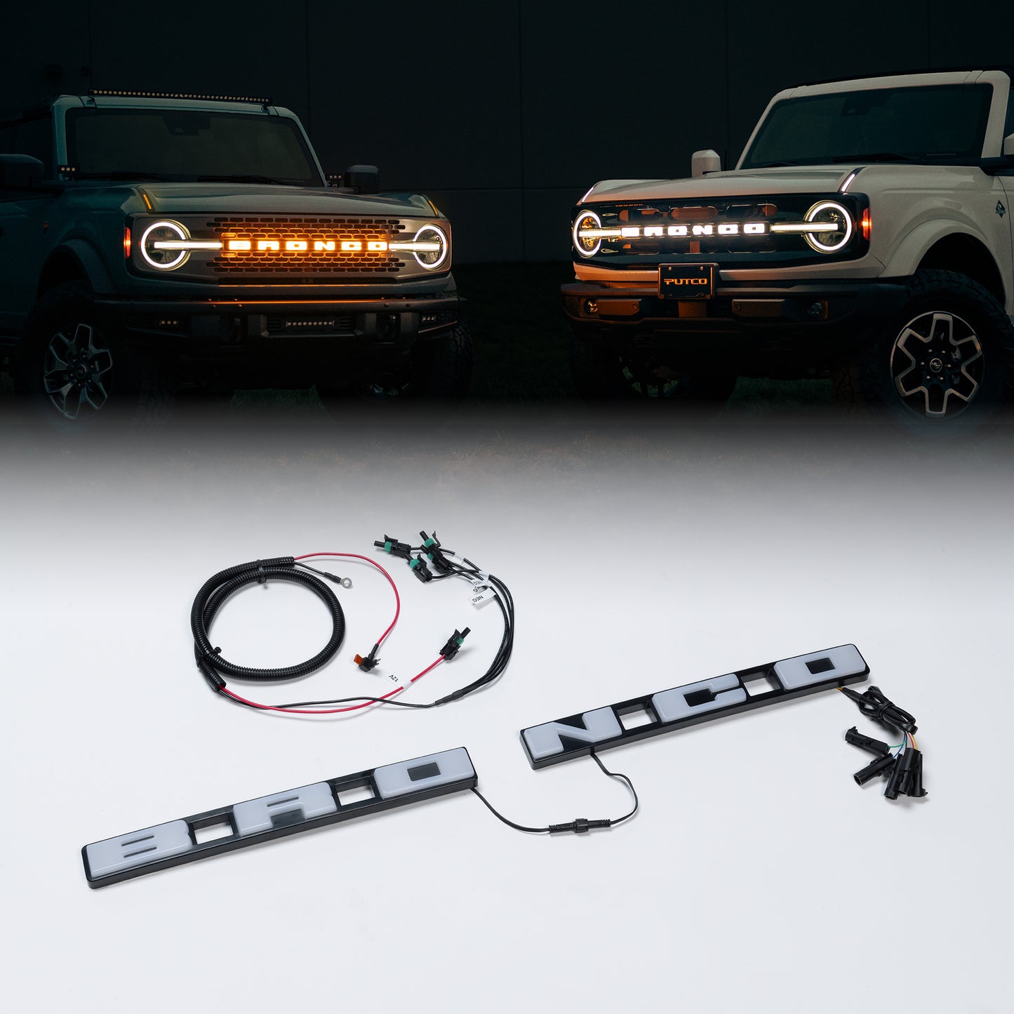 Putco Luminix LED Grille Emblem, Amber & White |92852| - Fits 2021-2027 Ford Bronco, w/Front Camera
