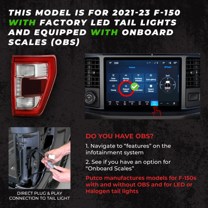 Putco 60" Blade LED Tailgate Light Bar Red/White LEDs & Plug-N-Play Quick Connect Harness |9203060-13| - Fits Ford F150 2021-2023 (Only fits models without Onboard Scale/Tow Tech & OE LED Taillights)