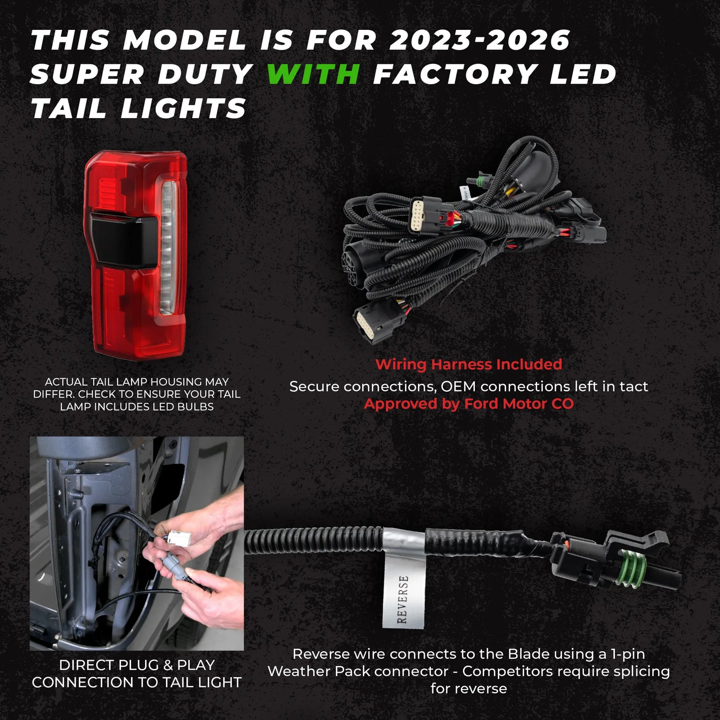 Putco 60" Blade LED Tailgate Light Bar| Red/Amber/White LEDs & Plug-N-Play Quick Connect Harness |9202960-26| - Fits Ford F250 / F350 / F450 2023-2027 w/LED Tail Lights