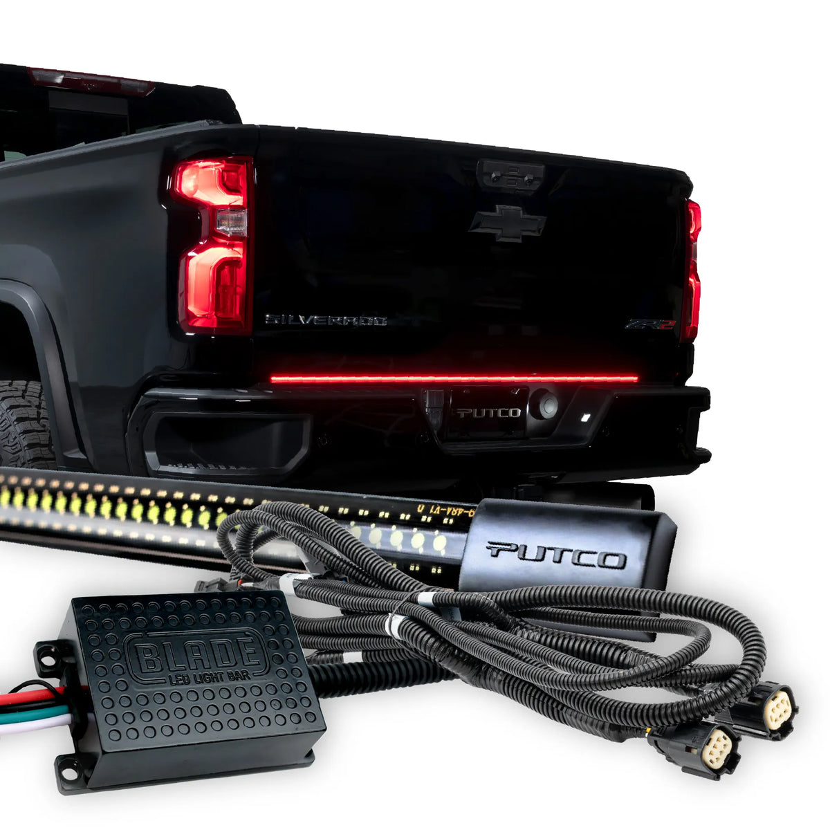 Putco 60" Blade LED Tailgate Light Bar Red/White LEDs & Plug-N-Play Quick Connect Harness |9203060-25| - Fits Chevy Silverado & GMC Sierra HD 2500, 3500 2024-2027