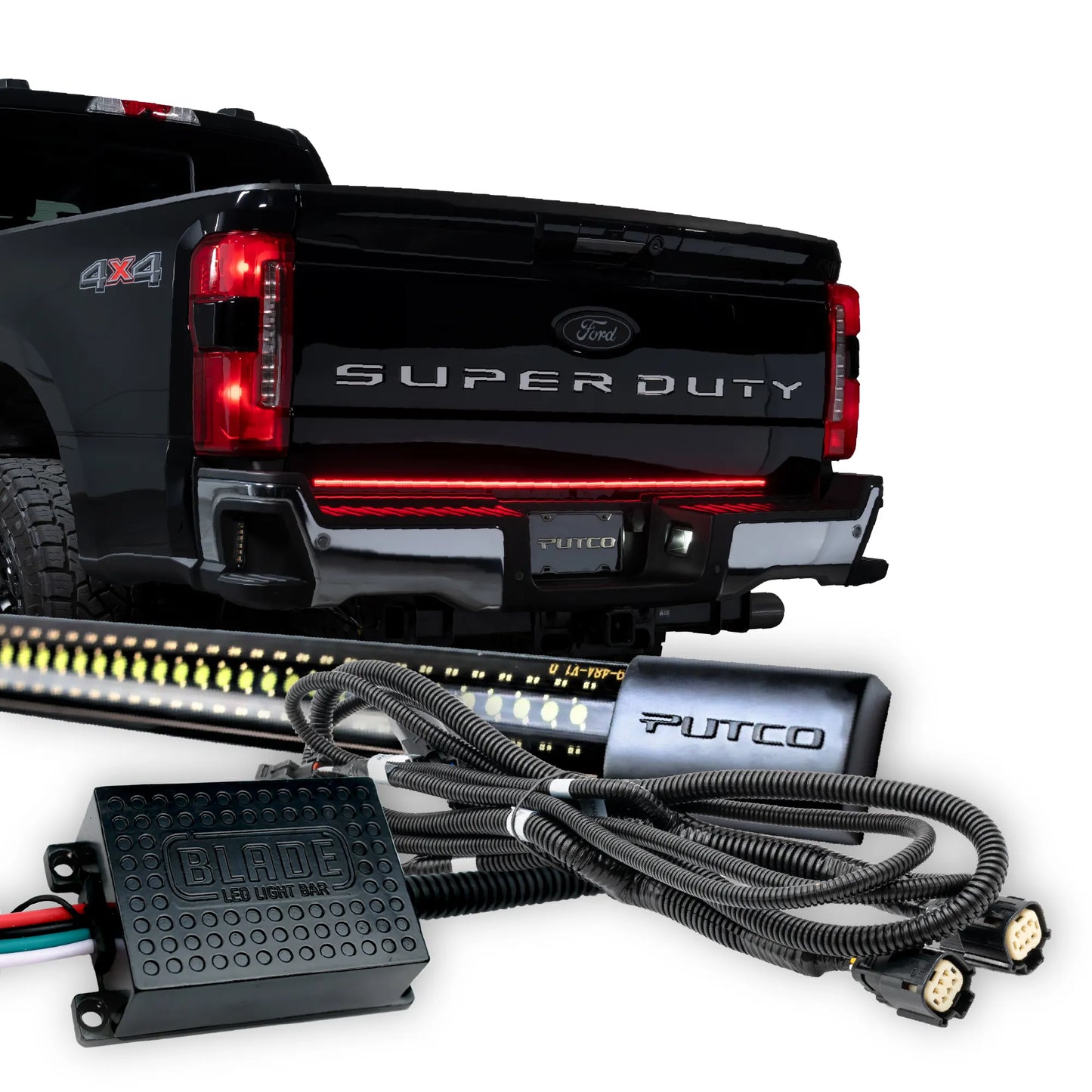 Putco 60" Blade LED Tailgate Light Bar Red/Amber/White LEDs & Plug-N-Play Quick Connect Harness |9201960-32| - Fits Ford F250 / F350 / F450 2023-2027 w/Halogen Tail Lights