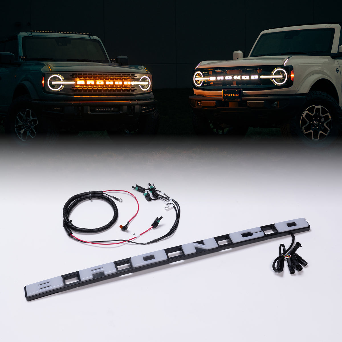 Putco Luminix LED Grille Emblem, Amber & White |92851| - Fits 2021-2027 Ford Bronco, w/o Front Camera