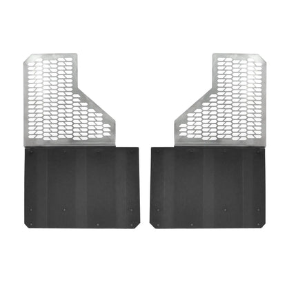 Putco Polished Stainless Steel HEX Steel Mud Skins - Rear Pair |78055| - Fits Ford F350 / F450 2011-2016 Dually