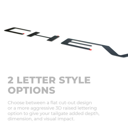 Putco Chevrolet Tailgate Letters Kit - Black Platinum - Stamped Lettering - |55551BPGM| - Fits Chevy Silverado 2019-2026