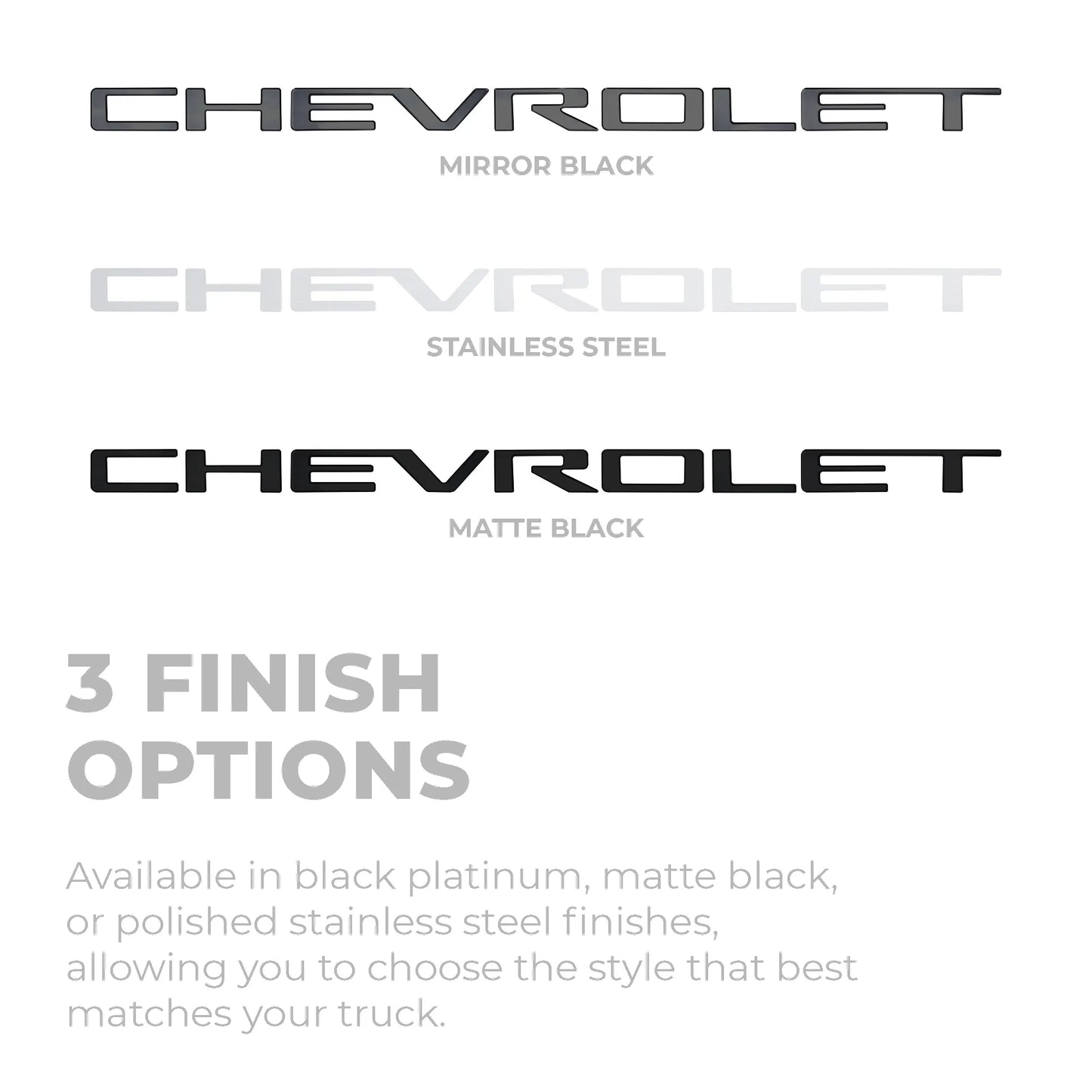 Putco Chevrolet Tailgate Letters Kit - Black Platinum - Stamped Lettering - |55551BPGM| - Fits Chevy Silverado 2019-2026