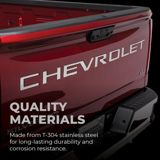 Putco Chevrolet Tailgate Letters Kit - Black Platinum - Stamped Lettering - |55551BPGM| - Fits Chevy Silverado 2019-2026