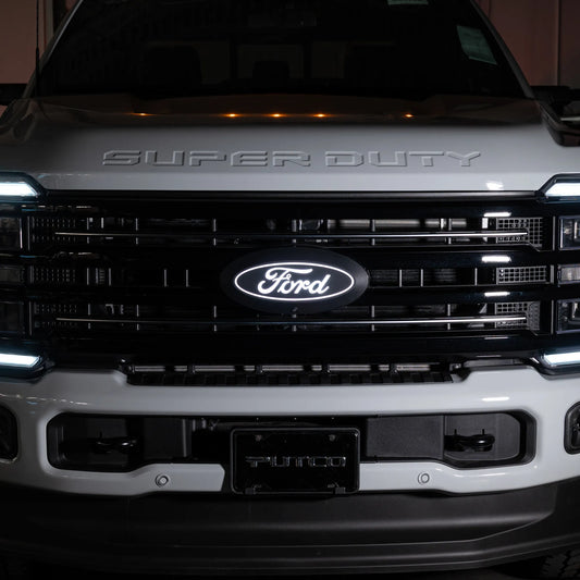 Putco Luminix White Oval LED Emblem |92804|- Fits Ford Super Duty F250, F350, F450, F550 2023-2026 with Camera and w/o Washer