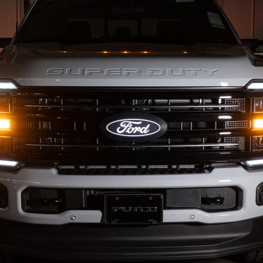 Putco Luminix White Oval LED Emblem |92804|- Fits Ford Super Duty F250, F350, F450, F550 2023-2026 with Camera and w/o Washer