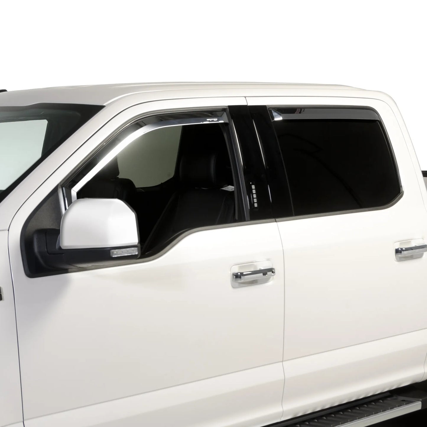 Putco Element Chrome Window Deflectors |480065| - Fits Ford F150 2015-2020 & Ford F250 / F350 / F450 / F550 2017-2022 SuperCrew/Crew Cab - Set of 4 - In Channel Install