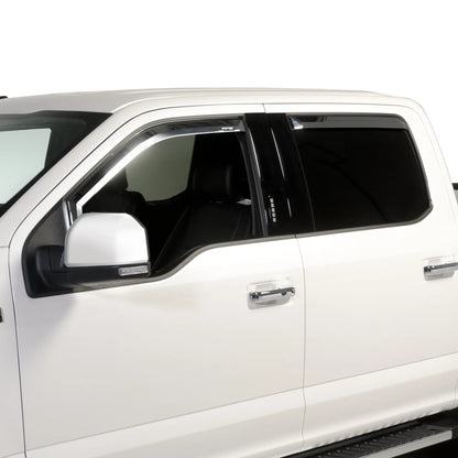 Putco Element Chrome Window Deflectors |480065| - Fits Ford F150 2015-2020 & Ford F250 / F350 / F450 / F550 2017-2022 SuperCrew/Crew Cab - Set of 4 - In Channel Install