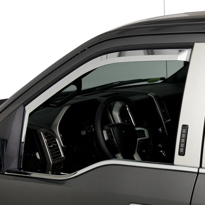 Putco Element Chrome Window Deflectors |480065| - Fits Ford F150 2015-2020 & Ford F250 / F350 / F450 / F550 2017-2022 SuperCrew/Crew Cab - Set of 4 - In Channel Install