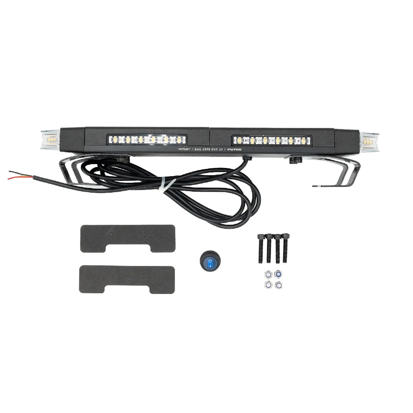 Putco Tri-Hornet LED Stealth Rooftop Strobe Light Bar (Amber, White & Blue), 16" Tri Color Strobe Light |950216|