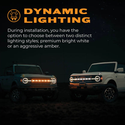 Putco Luminix LED Grille Emblem, Amber & White |92851| - Fits 2021-2027 Ford Bronco, w/o Front Camera