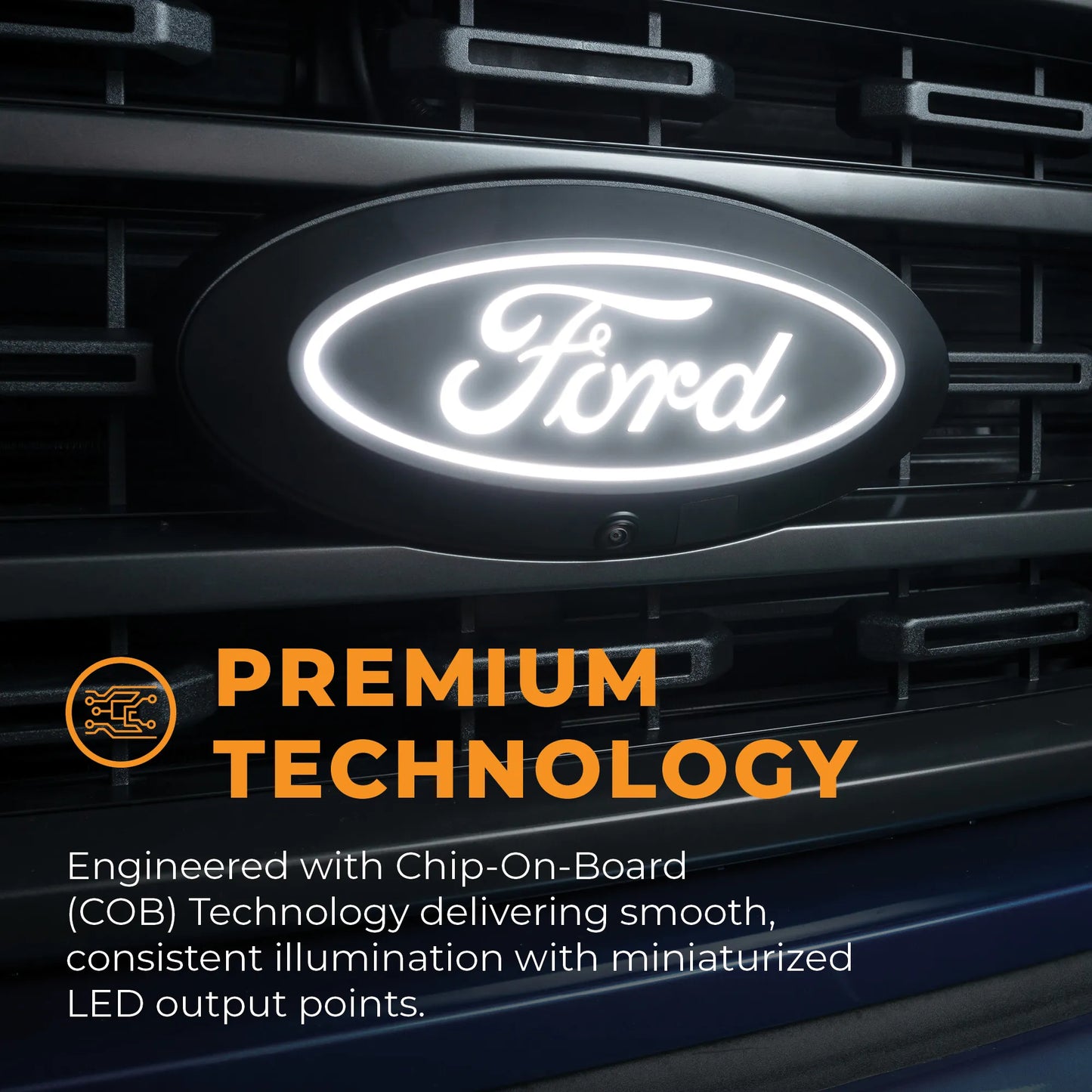 Putco Luminix White Oval LED Emblem |92607| - Fits Ford F150 2024-2027 with Camera and w/o Spray Washer