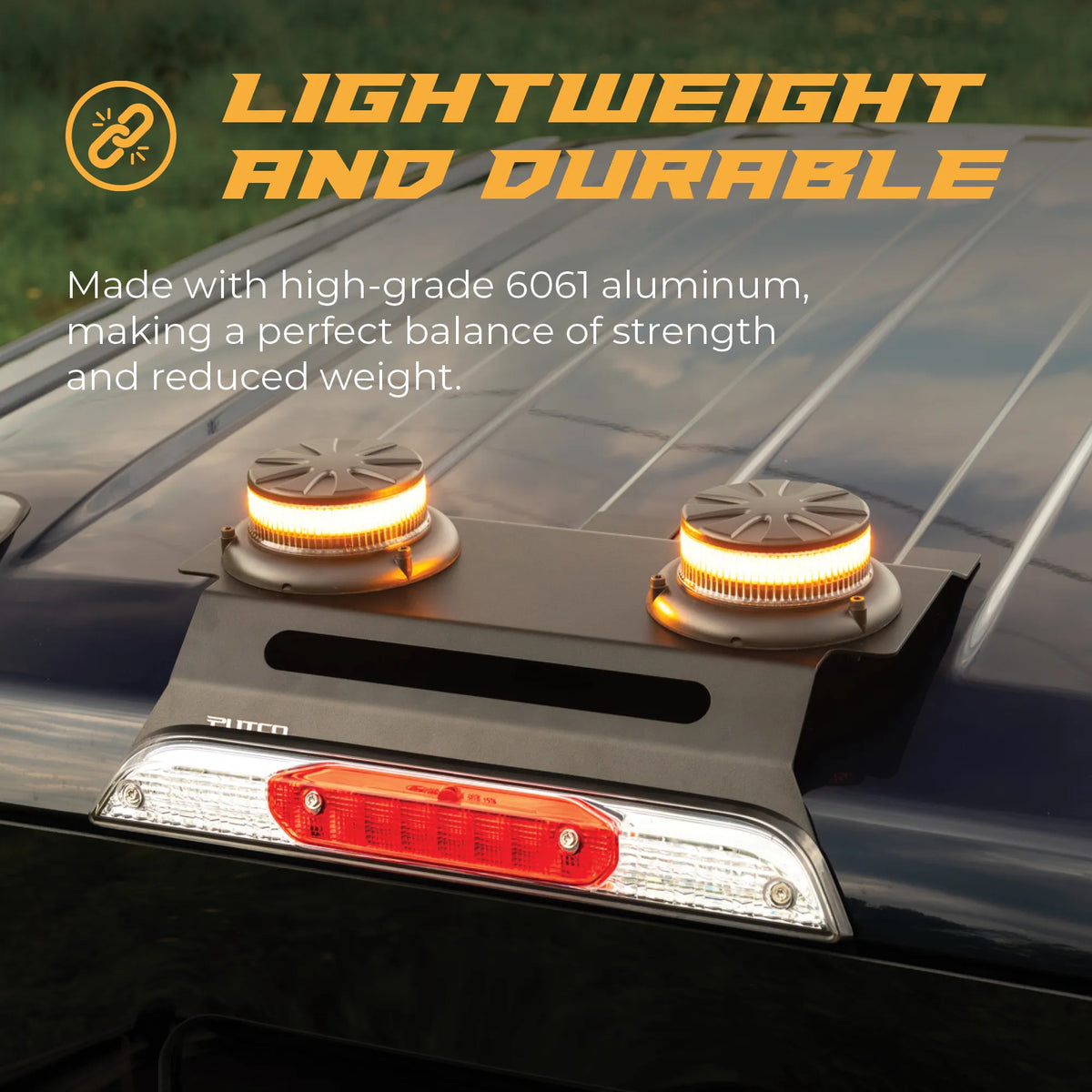 Putco Amber Dual-Beacon LED Strobes With Third Brake Light Mounting Bracket |950111-01| - Fits 2015-2027 Ford F150 / 2017-2027 Ford F250 / F350 / F450 / F550