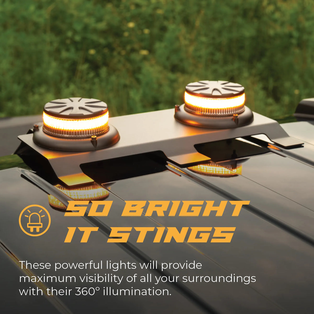 Putco Amber Dual-Beacon LED Strobes With Third Brake Light Mounting Bracket |950111-01| - Fits 2015-2027 Ford F150 / 2017-2027 Ford F250 / F350 / F450 / F550