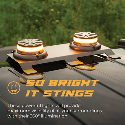 Putco Amber Dual-Beacon LED Strobes With Third Brake Light Mounting Bracket |950111-01| - Fits 2015-2027 Ford F150 / 2017-2027 Ford F250 / F350 / F450 / F550