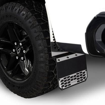 Putco Polished Stainless Steel HEX Steel Mud Skins - Rear Pair |78045| - Fits Dodge Ram 3500 2019-2027 Dually