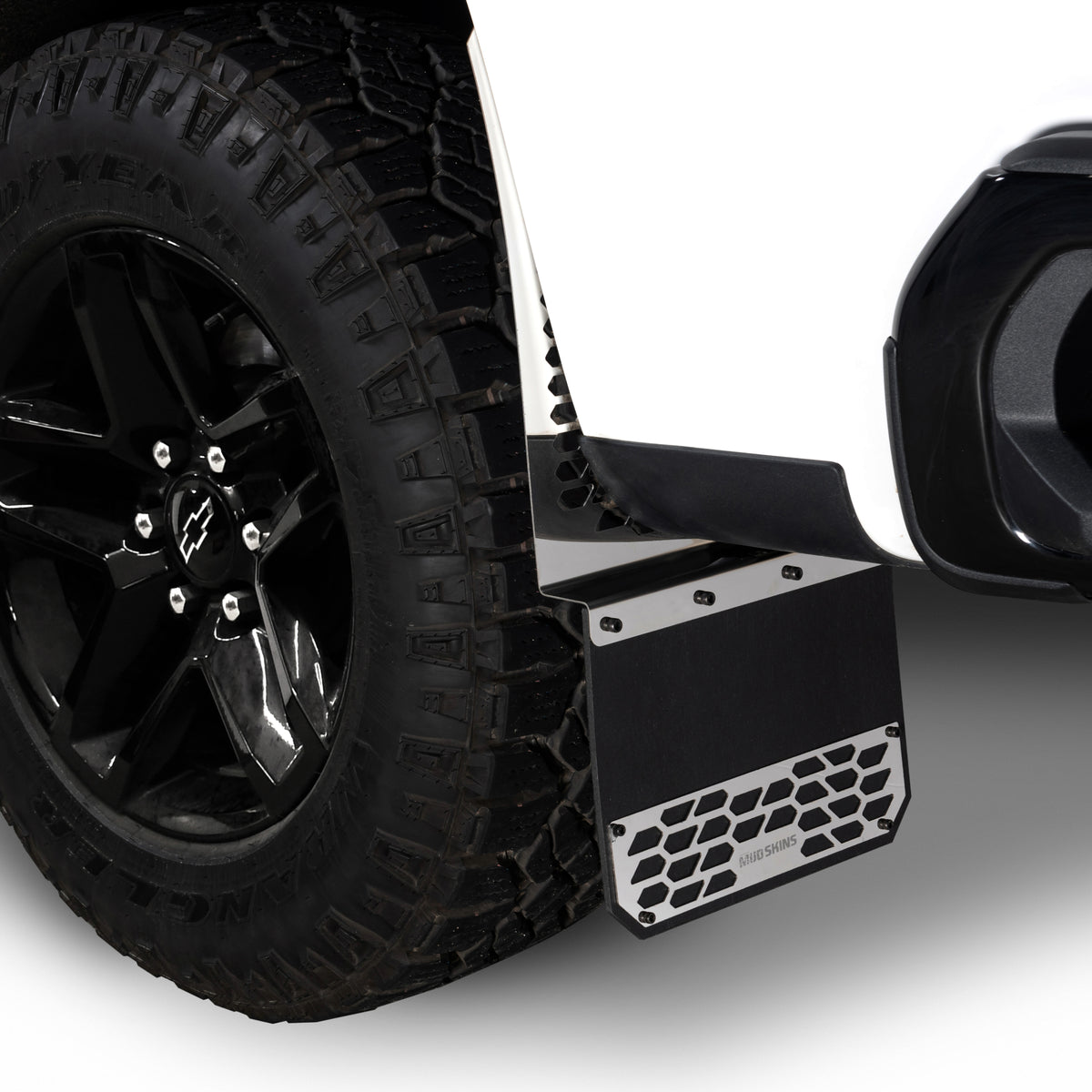 Putco Brushed Stainless Steel HEX Steel Mud Skins - Rear Pair |78155| - Fits Ford F350 / F450 2011-2016 Dually