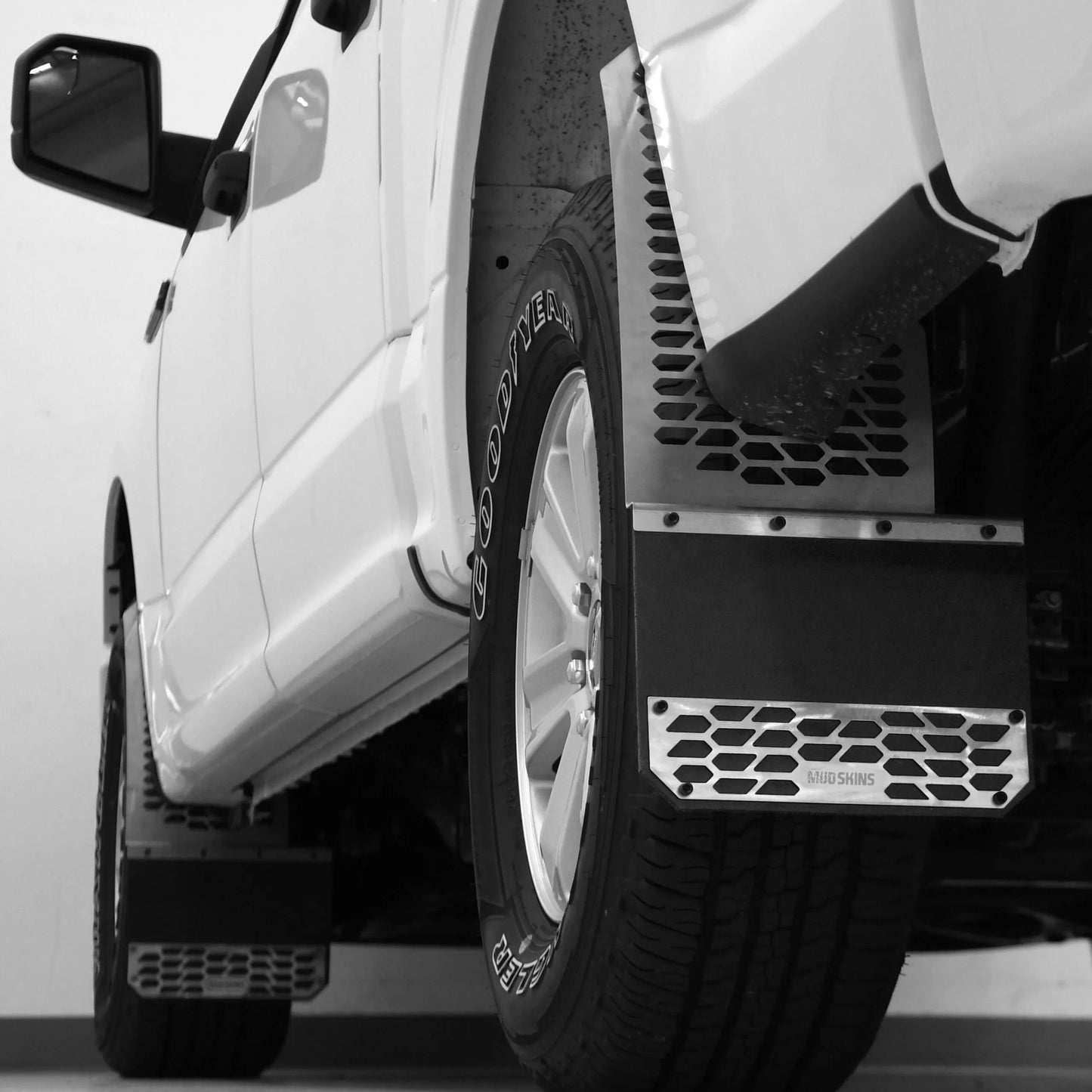 Putco Polished Stainless Steel HEX Steel Mud Skins - Front Pair |78050| - Fits Ford F250 F350 F450 F550 2011-2016