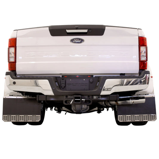 Putco Brushed Stainless Steel HEX Steel Mud Skins - Rear Pair |78155| - Fits Ford F350 / F450 2011-2016 Dually
