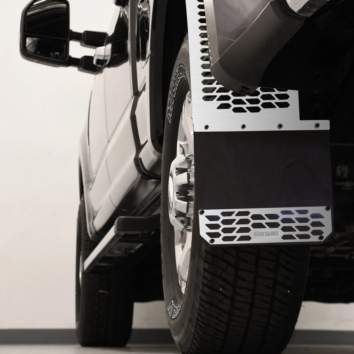 Putco Polished Stainless Steel HEX Steel Mud Skins - Rear Pair |78045| - Fits Dodge Ram 3500 2019-2027 Dually