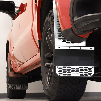 Putco Polished Stainless Steel HEX Steel Mud Skins - Rear Pair |78045| - Fits Dodge Ram 3500 2019-2027 Dually