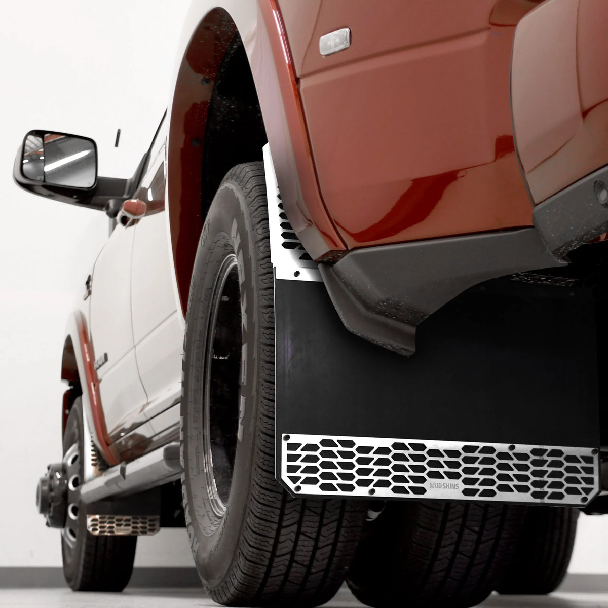 Putco Polished Stainless Steel HEX Steel Mud Skins - Front Pair |78050| - Fits Ford F250 F350 F450 F550 2011-2016