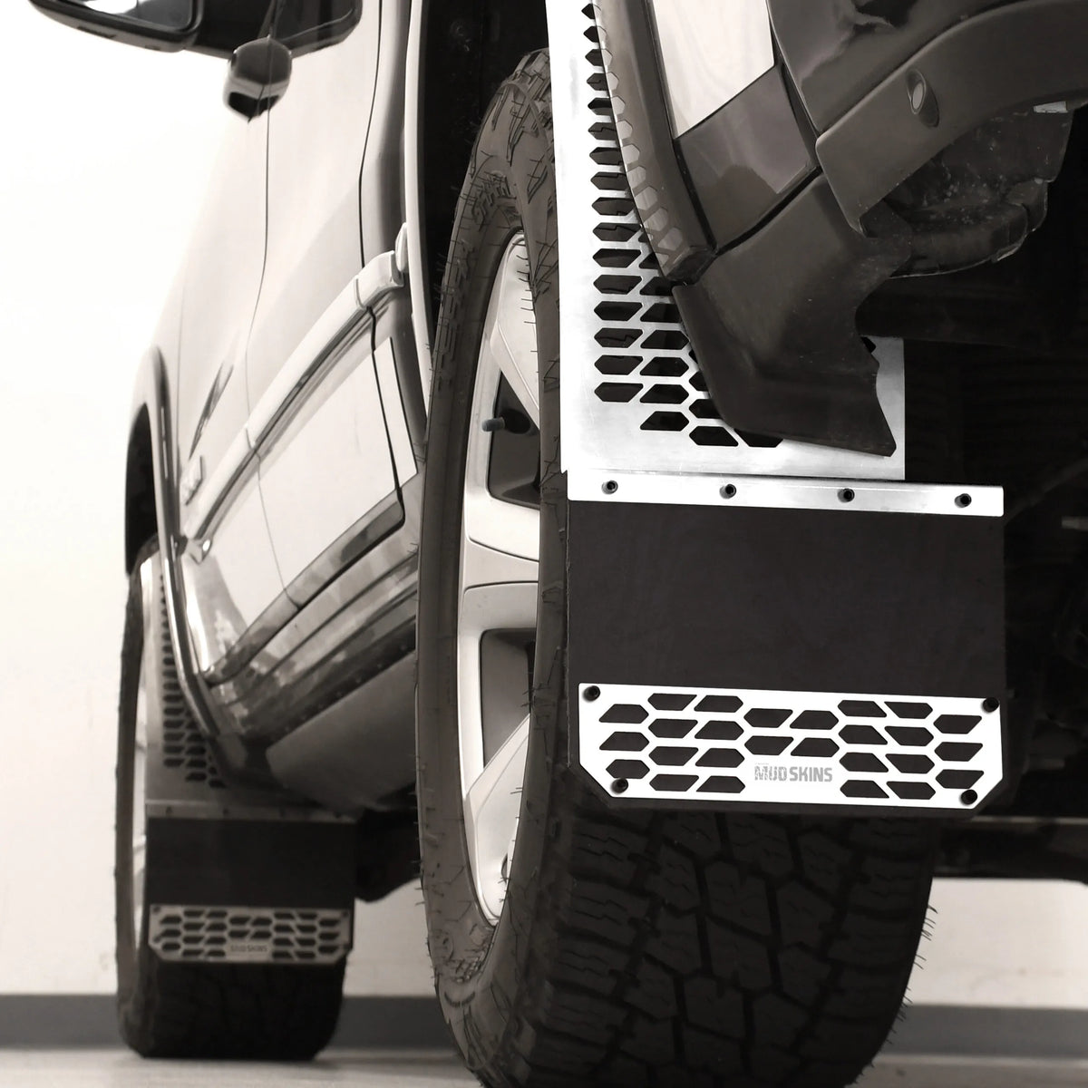 Putco Polished Stainless Steel HEX Steel Mud Skins - Rear Pair |78055| - Fits Ford F350 / F450 2011-2016 Dually