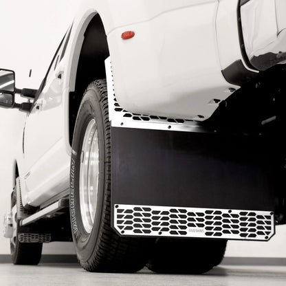 Putco Polished Stainless Steel HEX Steel Mud Skins - Rear Pair |78055| - Fits Ford F350 / F450 2011-2016 Dually