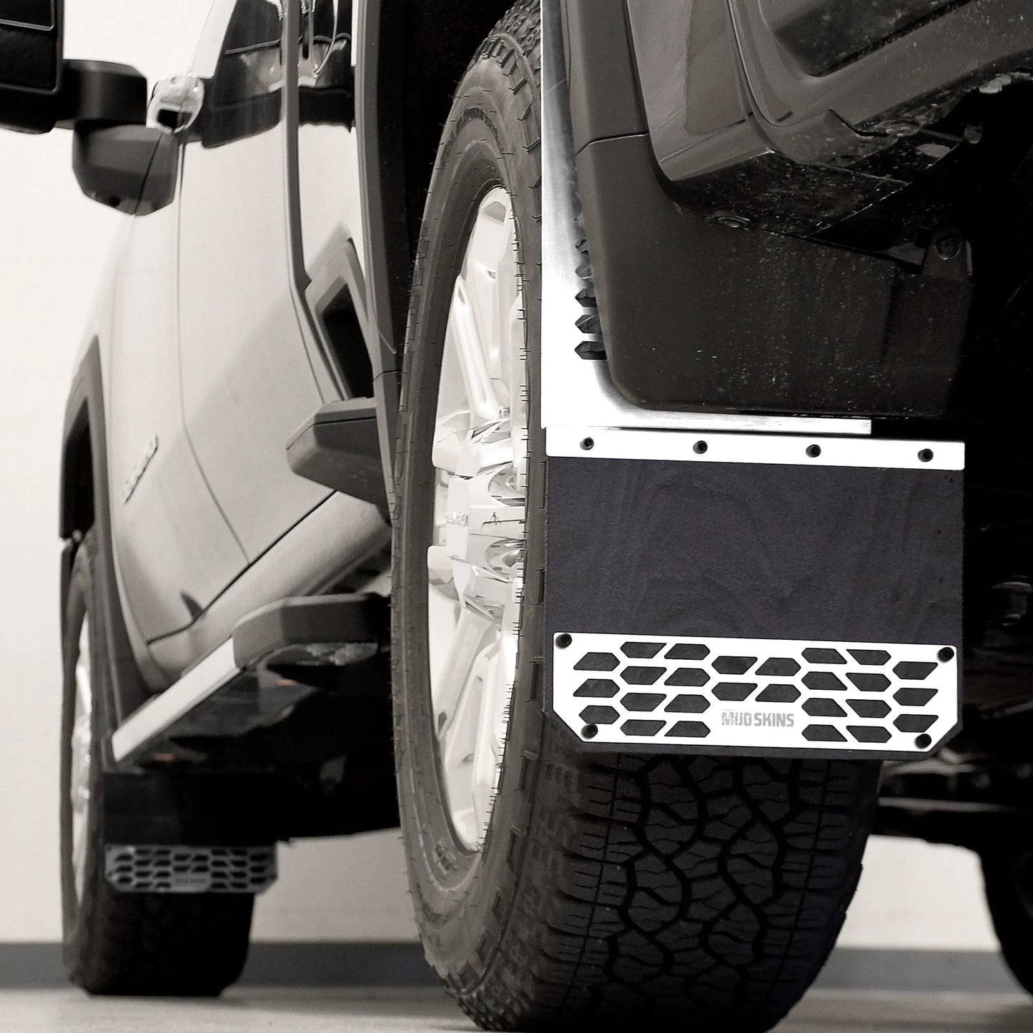 Putco Polished Stainless Steel HEX Steel Mud Skins - Rear Pair |78055| - Fits Ford F350 / F450 2011-2016 Dually